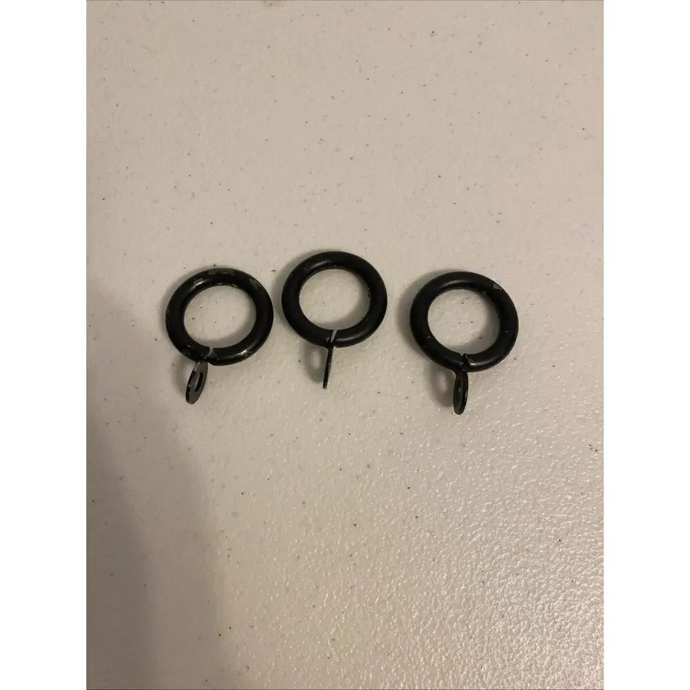 SET of 18 Heavy Duty Metal Black Curtain O- Rings Vintage 1.05”